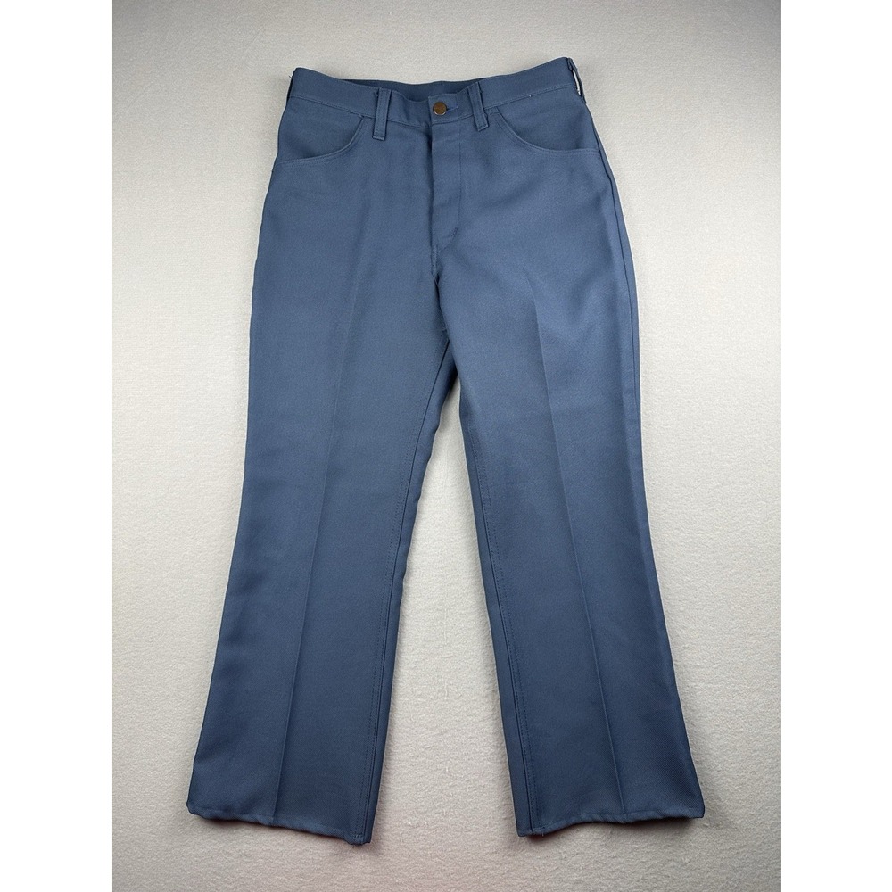 Vintage 70s Wrangler Wrancher Dress Jeans Pants 31x30 (30x26) Blue Solid Twill